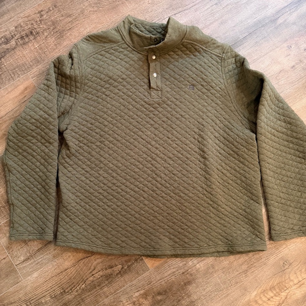 Avalanche Men's XXL Green Sweatshirt Quarter Snap Quilted Popover Long Sleeve